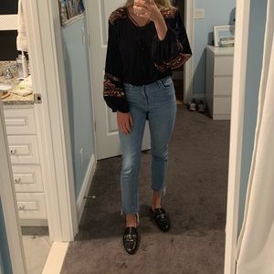 Free people velvet peasant shirt